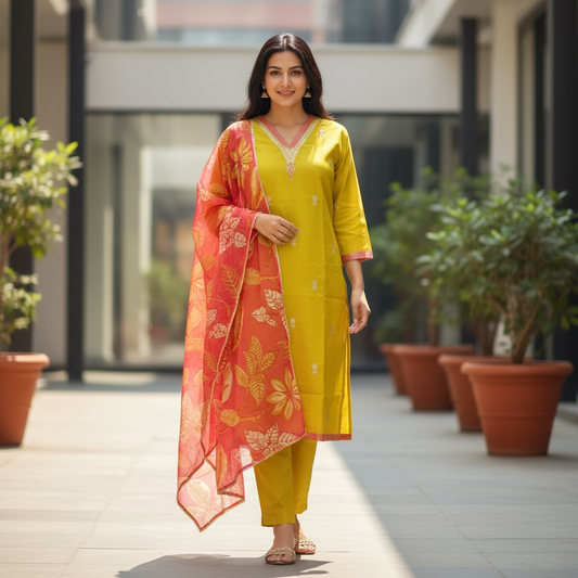 Modal silk kurti set