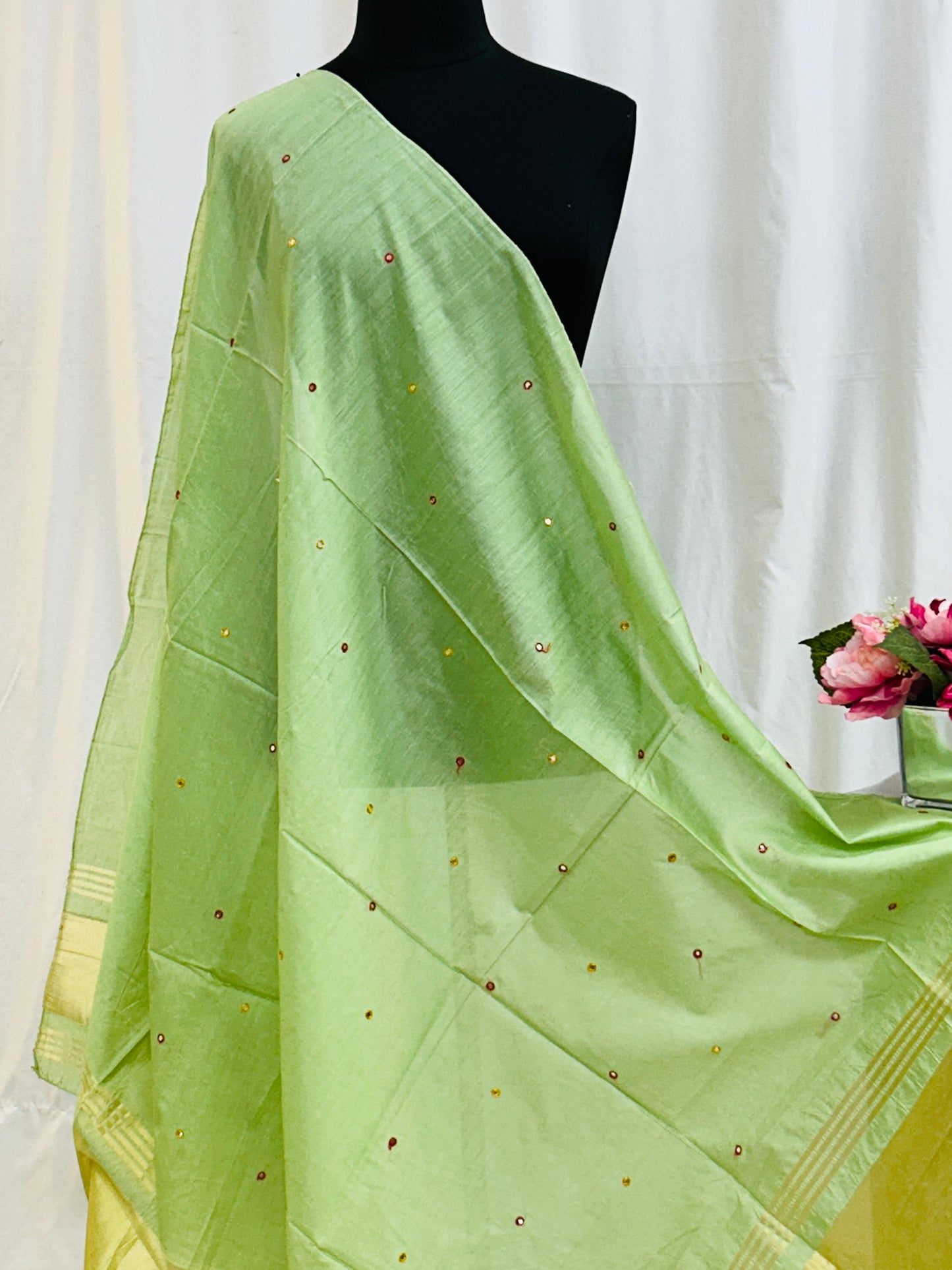 Light green Gajji silk dupatta