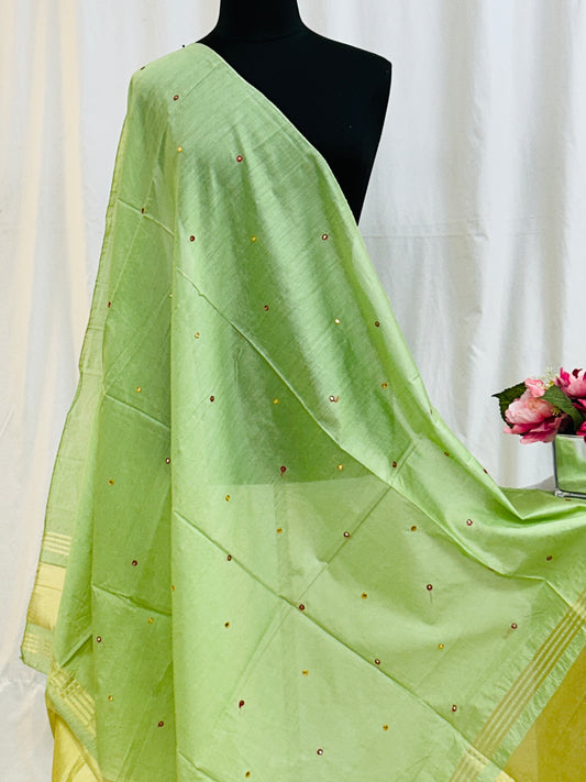 Light green Gajji silk dupatta