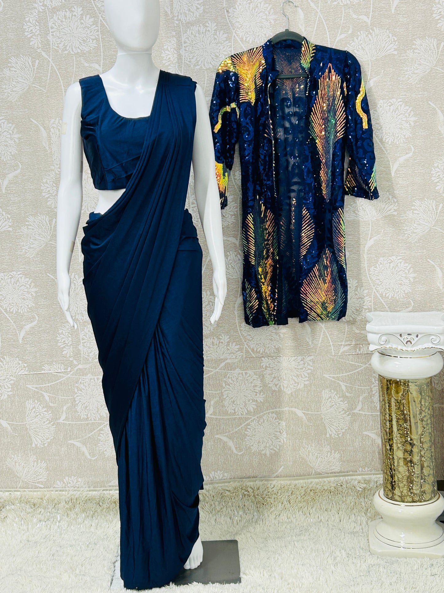 Readymade saree with jacket