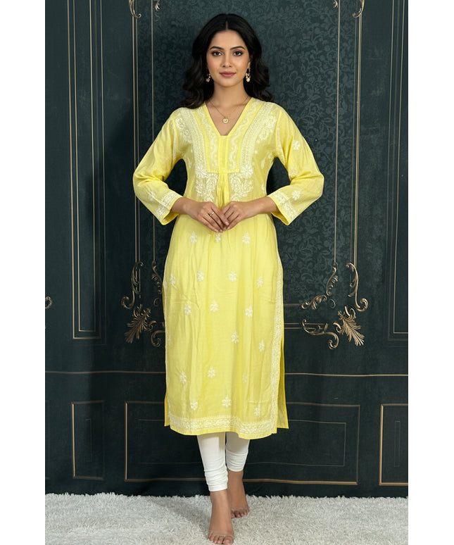 Modal silk chikankari kurti by Kurti Connection USA