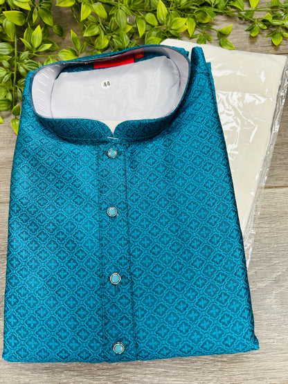 Silk kurta pajama set | teal blue