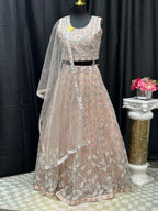 Light peach color lehenga set by Kurti Connection USA
