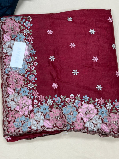 Crape silk saree