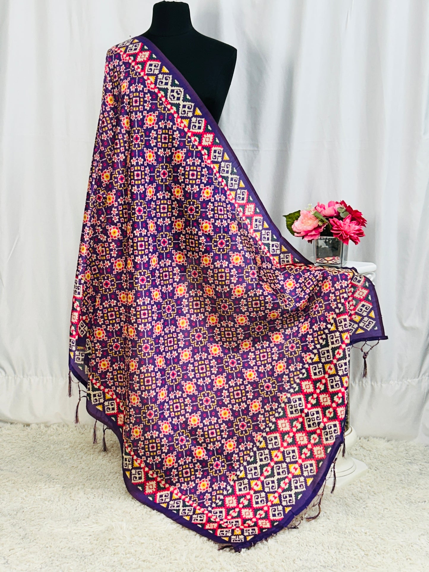 Ikkath print dupatta: purple