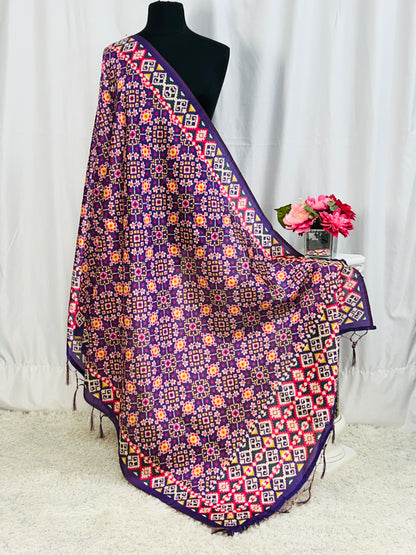 Ikkath print dupatta: purple