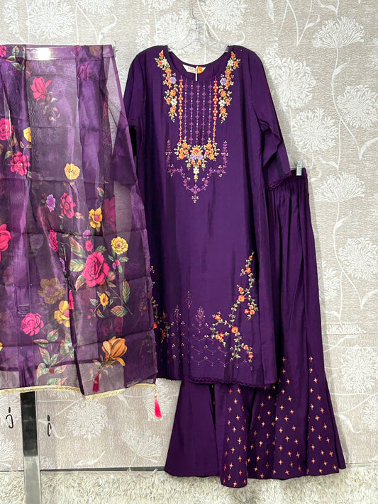 Malai silk sharara suit