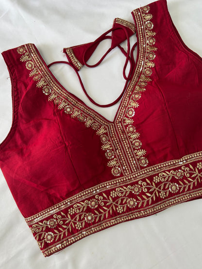 Maroon silk blouse / Sleeves available
