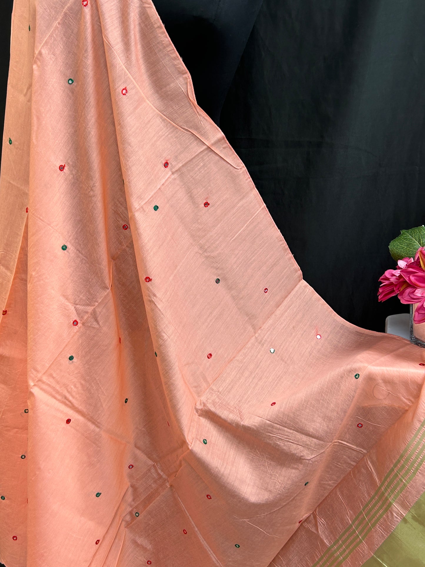 Cotton silk dupatta with small mirrors