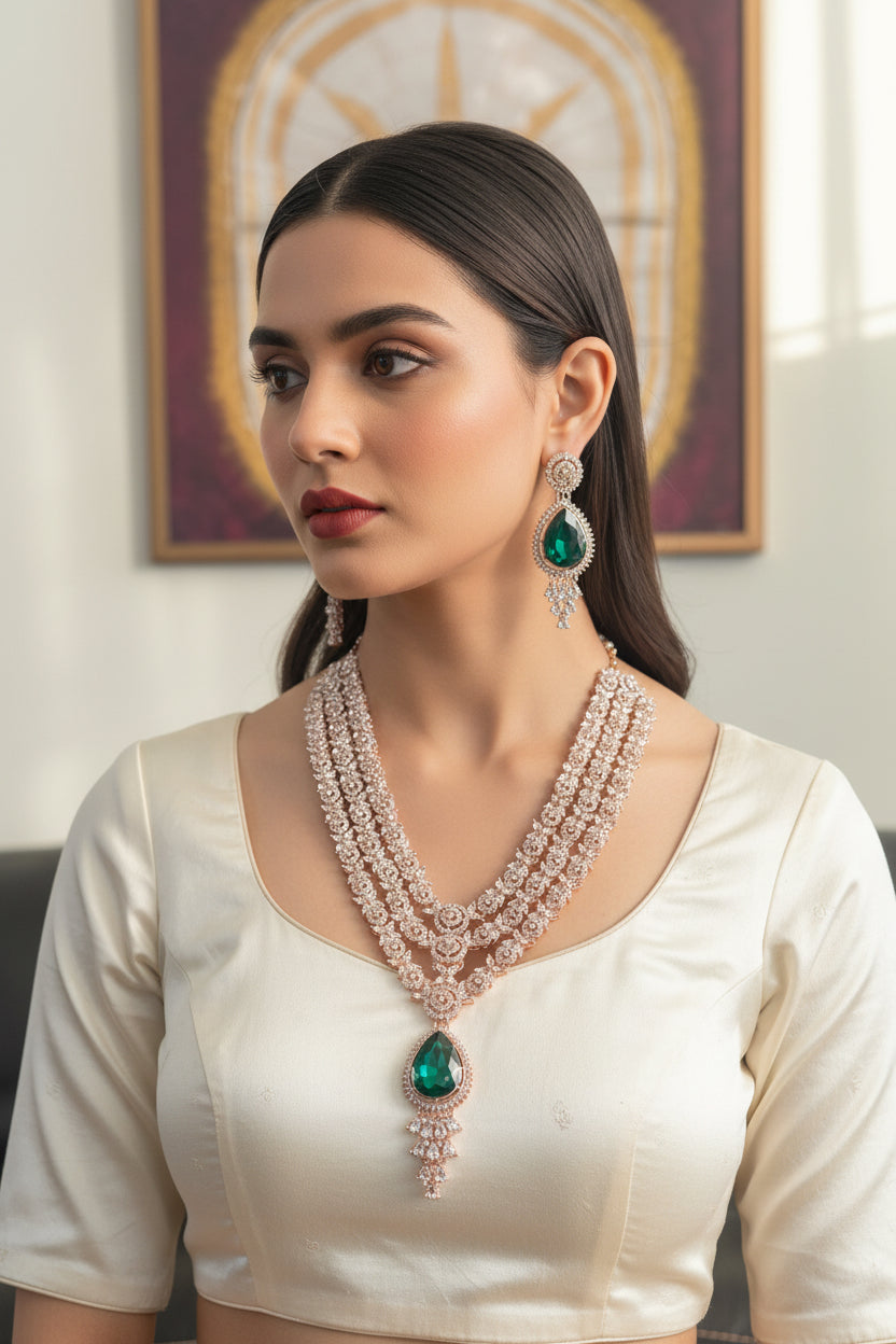 Royal look rose gold finish necklace set