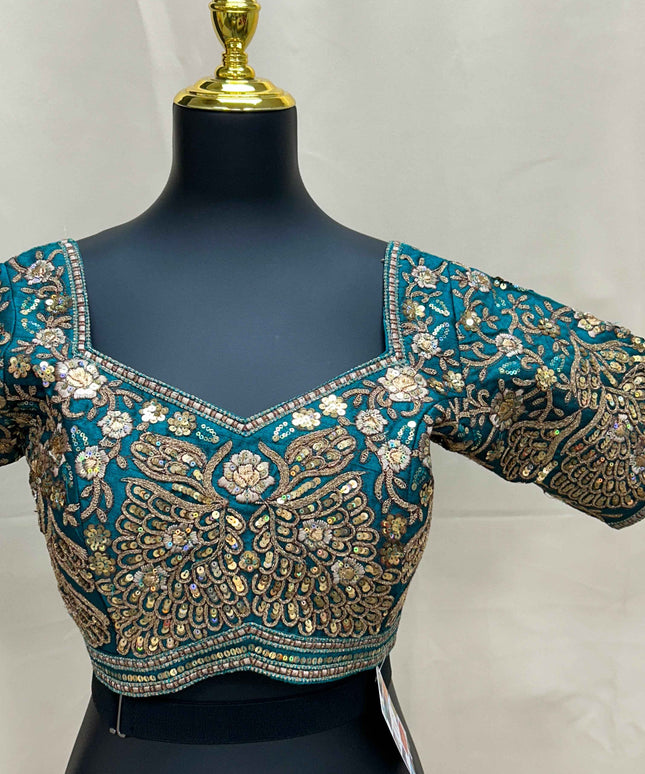 Designer Blouse : Teal green