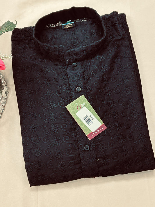 Black cotton chikankari Kurta set