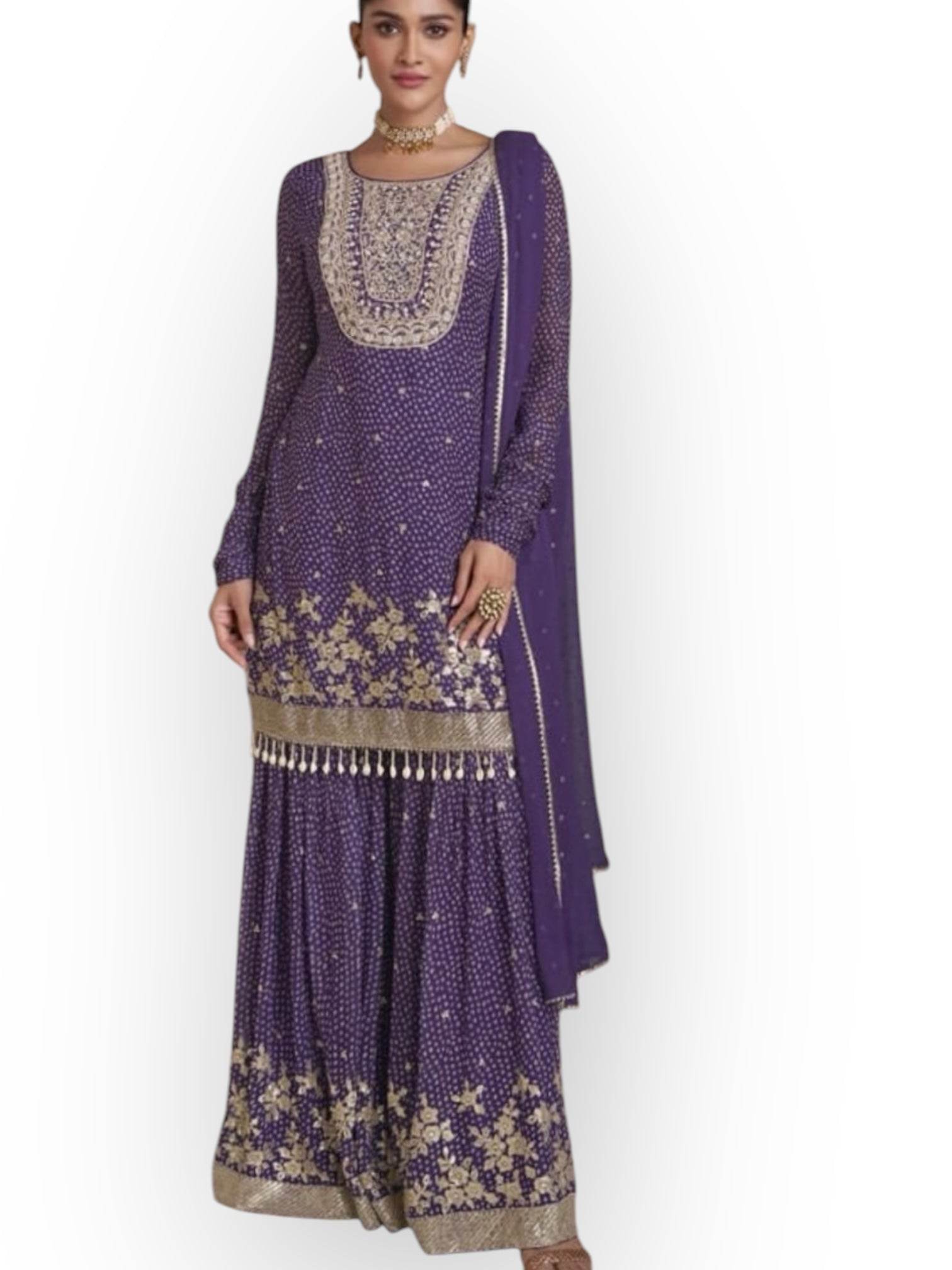 Designer party wear sharara suit - Kurti Connection USA