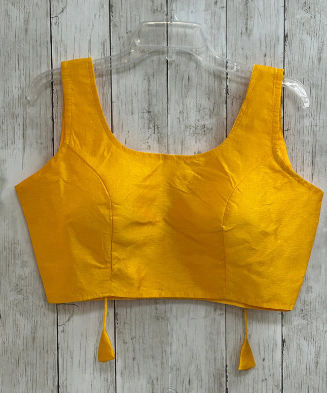 Yellow silk blouse by Kurti Connection USA