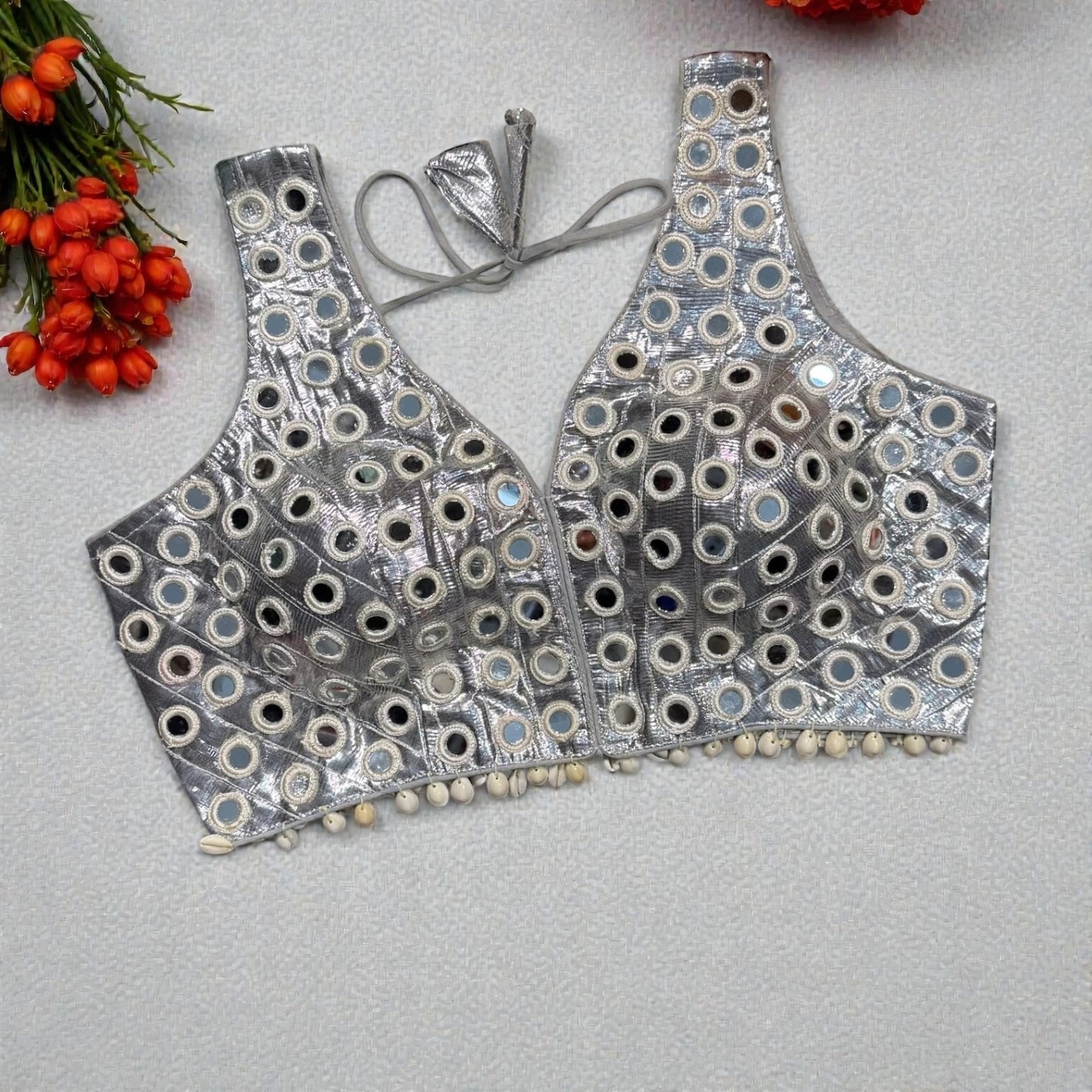 Mirror and shells work blouses