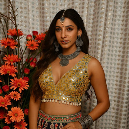 Mirror and shells work blouses