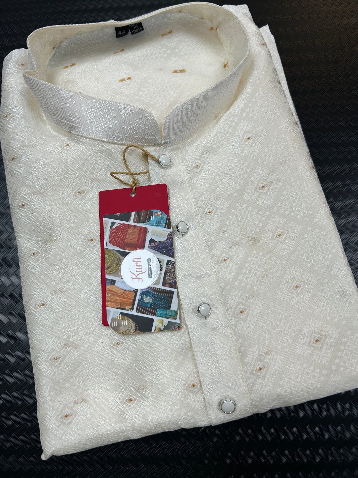 White silk kurta pajama set