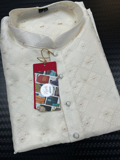 White silk kurta pajama set