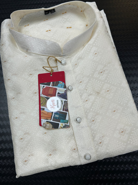 White silk kurta pajama set