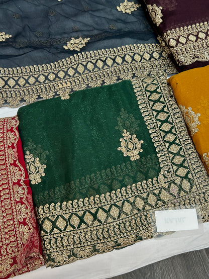 Chiffon heavy work saree