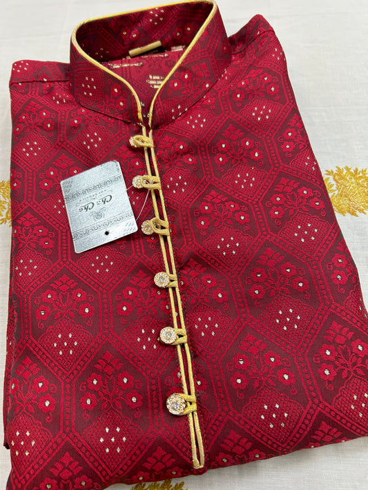 Maroon Silk kurta pajama set