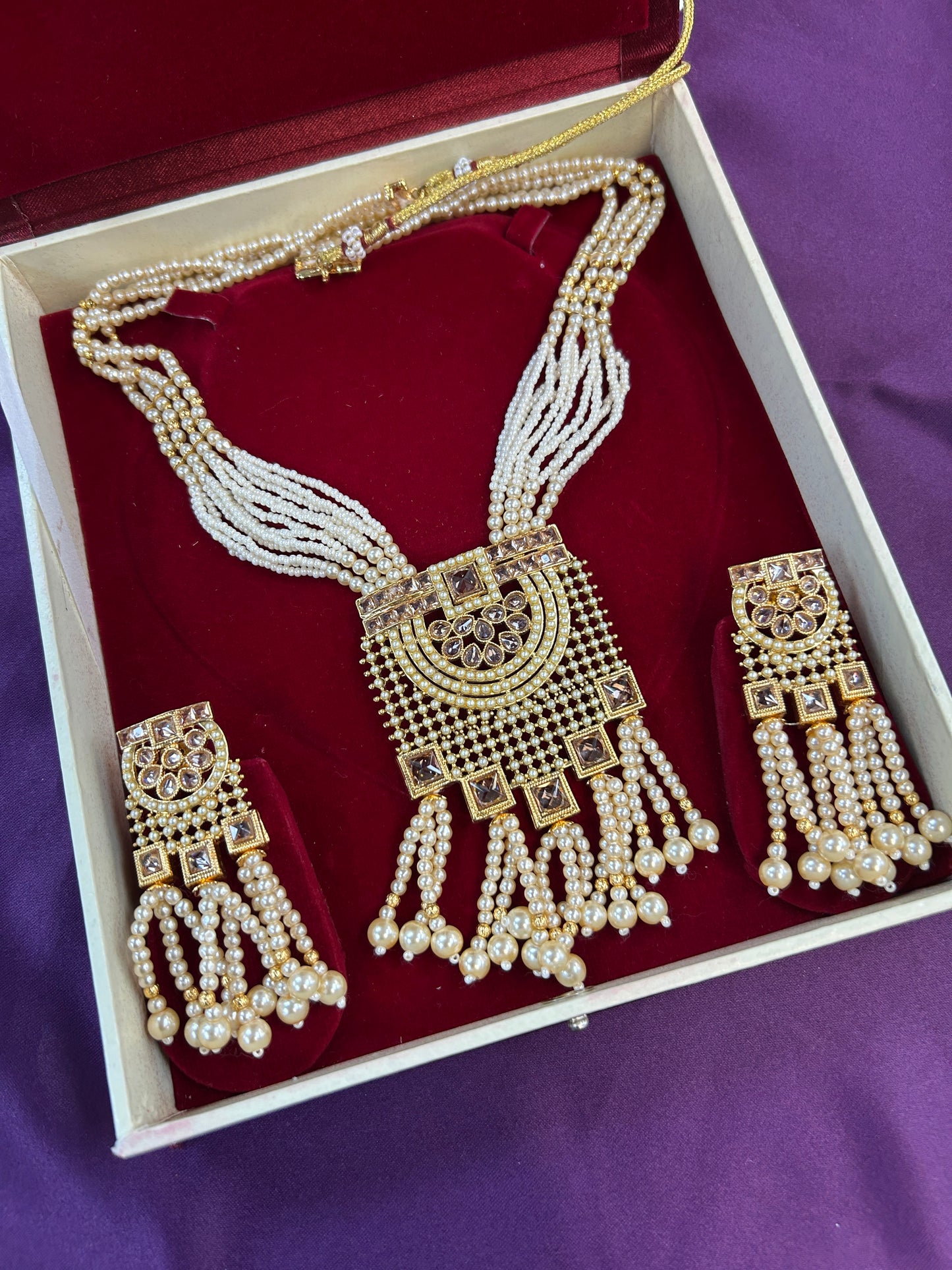 Pearl long necklace set