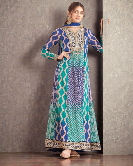 Saawan : Chinon silk long gowns