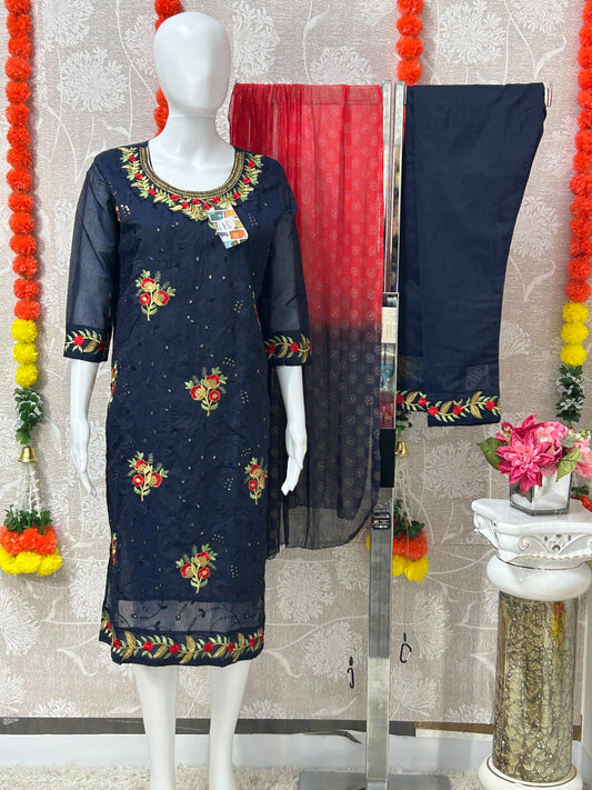 Chanderi silk kurti set