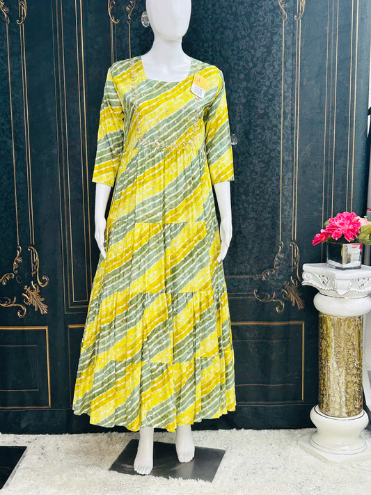 Mehandi green long kurti