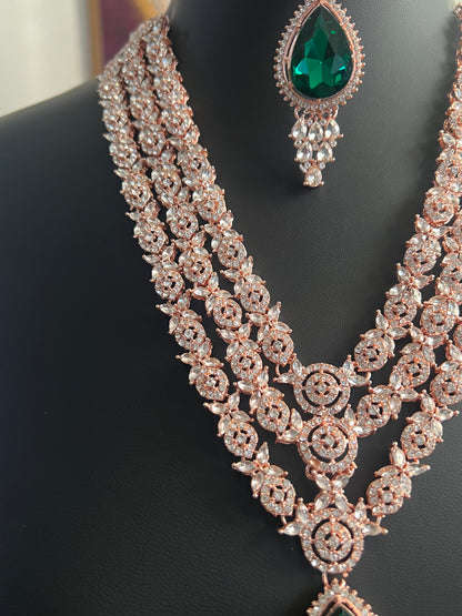 Royal look rose gold finish necklace set