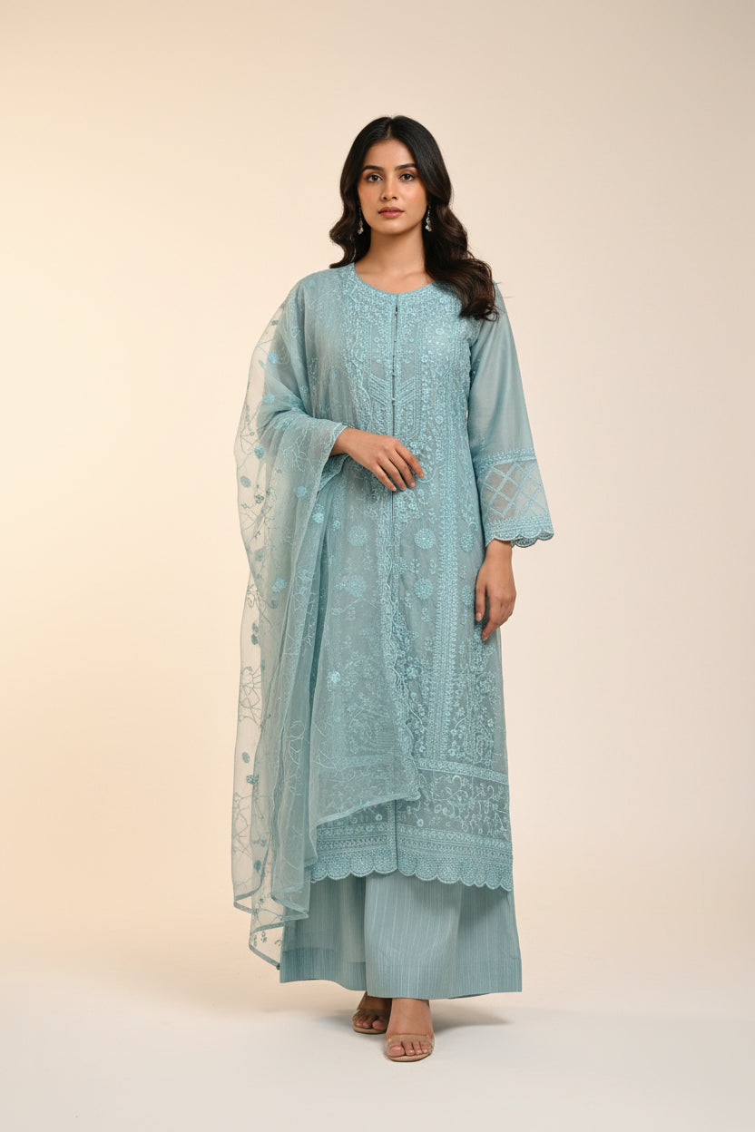 Anarkali suit : pastel blue