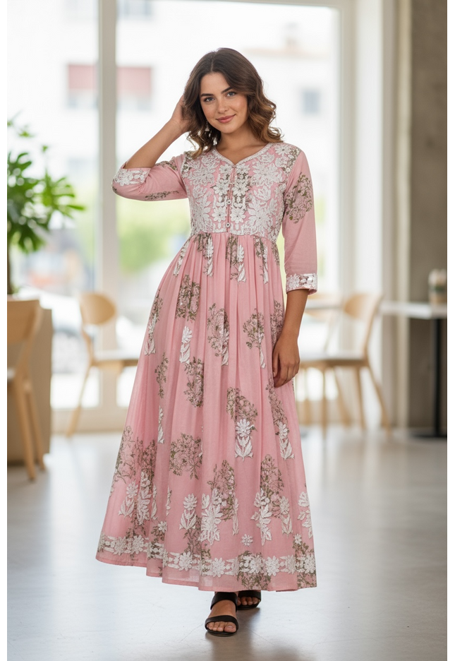 Chikankari cotton Kurti