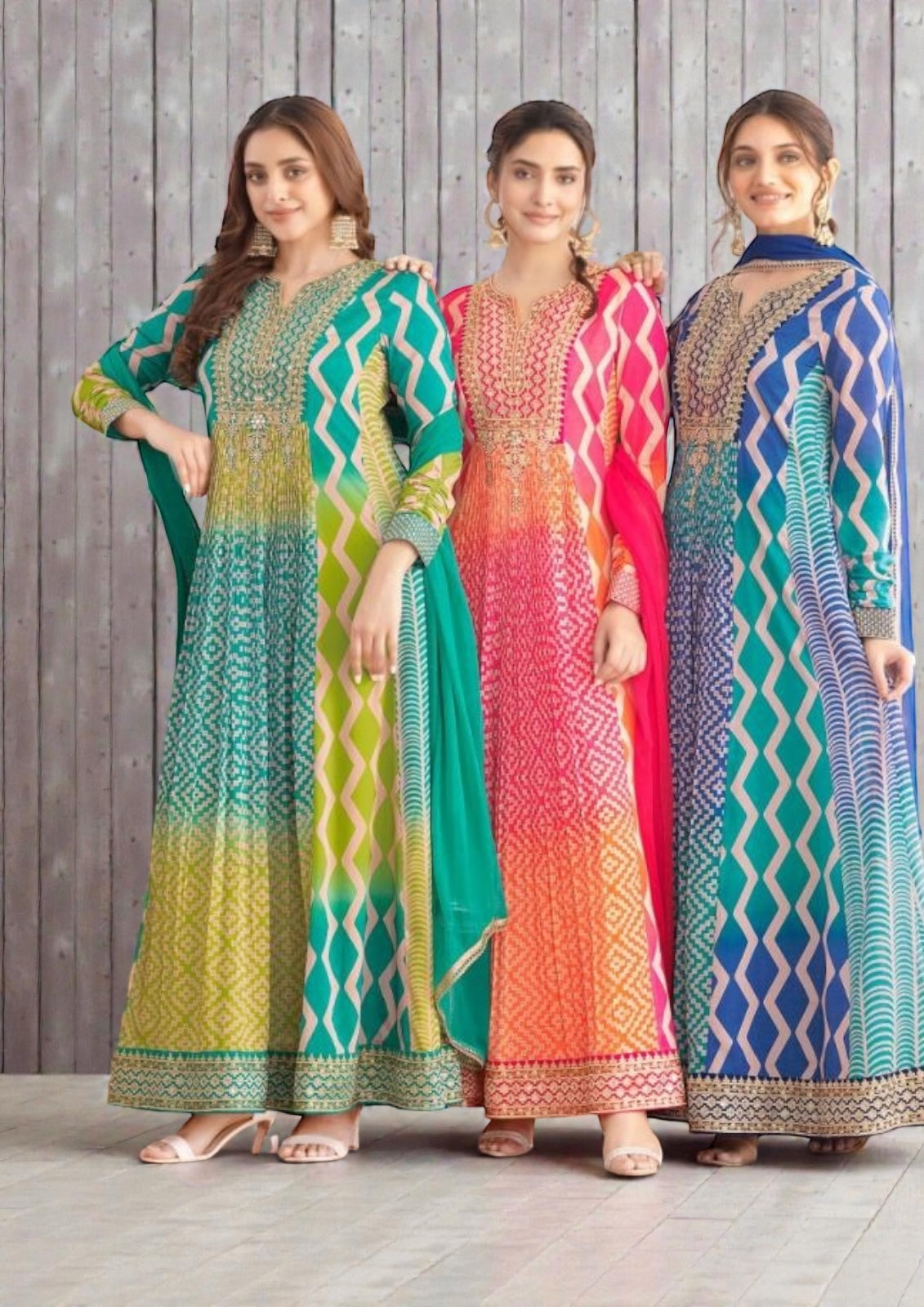 Saawan : Chinon silk long gowns