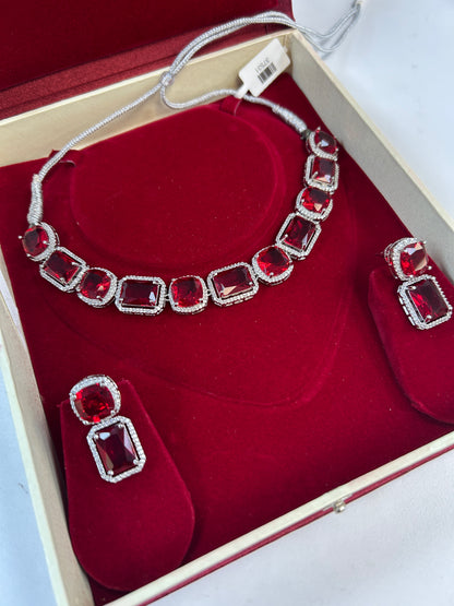 Red AD choker set : necklace set