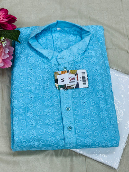 Plus size : cotton chikankari Kurta set