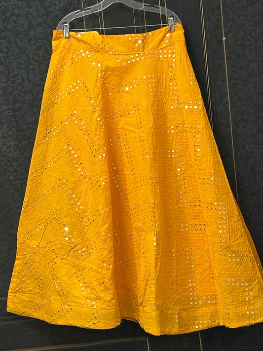 Yellow mirror work lehenga