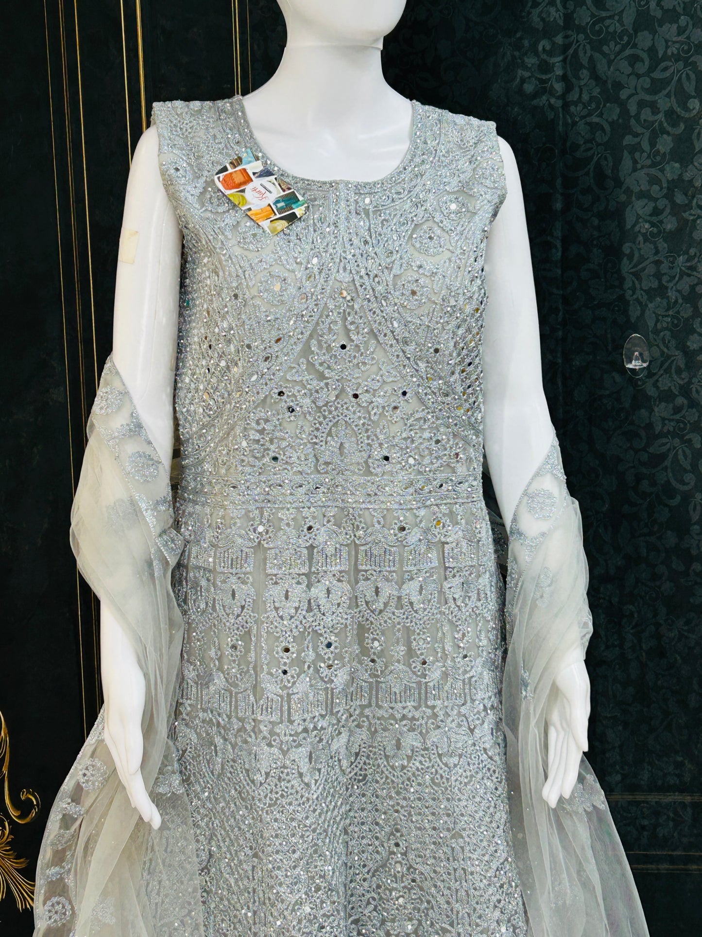 Silver Grey : Heavy party wear dress
