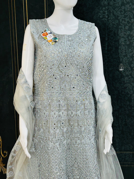 Silver Grey : Heavy party wear dress