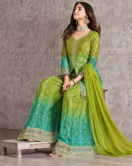 Rangeela : Bandhani silk sharara suits