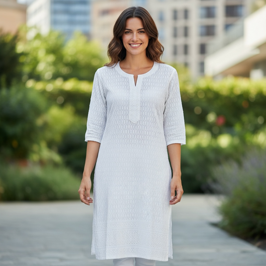White chikankari kurti : Size 50