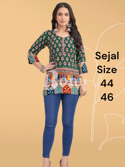 Sejal : cotton short kurtis