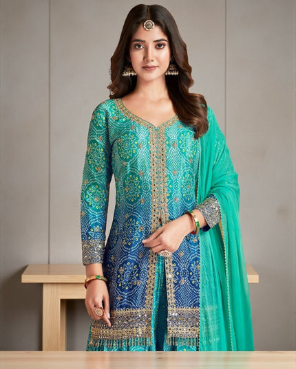 Rangeela : Bandhani silk sharara suits