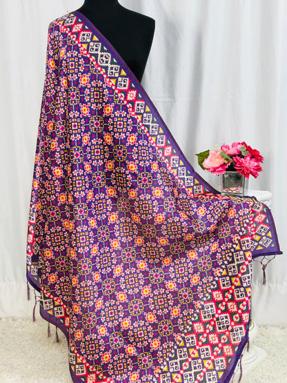 Ikkath print dupatta: purple