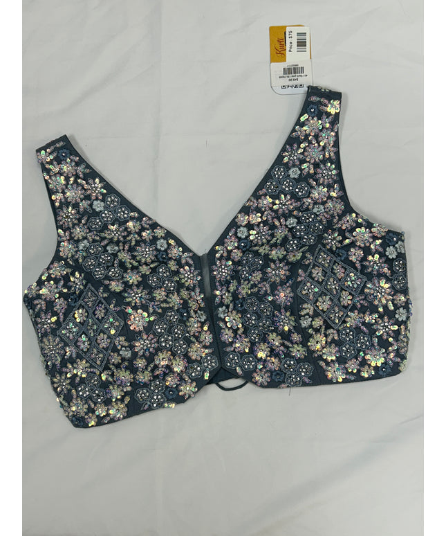 Grey Blouse : sequin and stone work