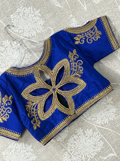 Royal blue blouse with cutworm
