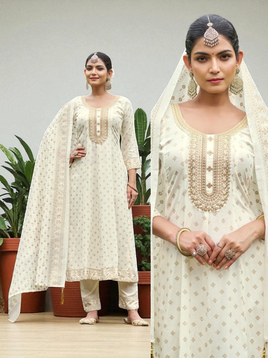 White : Plus size Kurti set