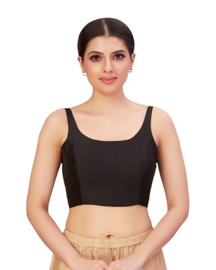 Black sleeveless blouse