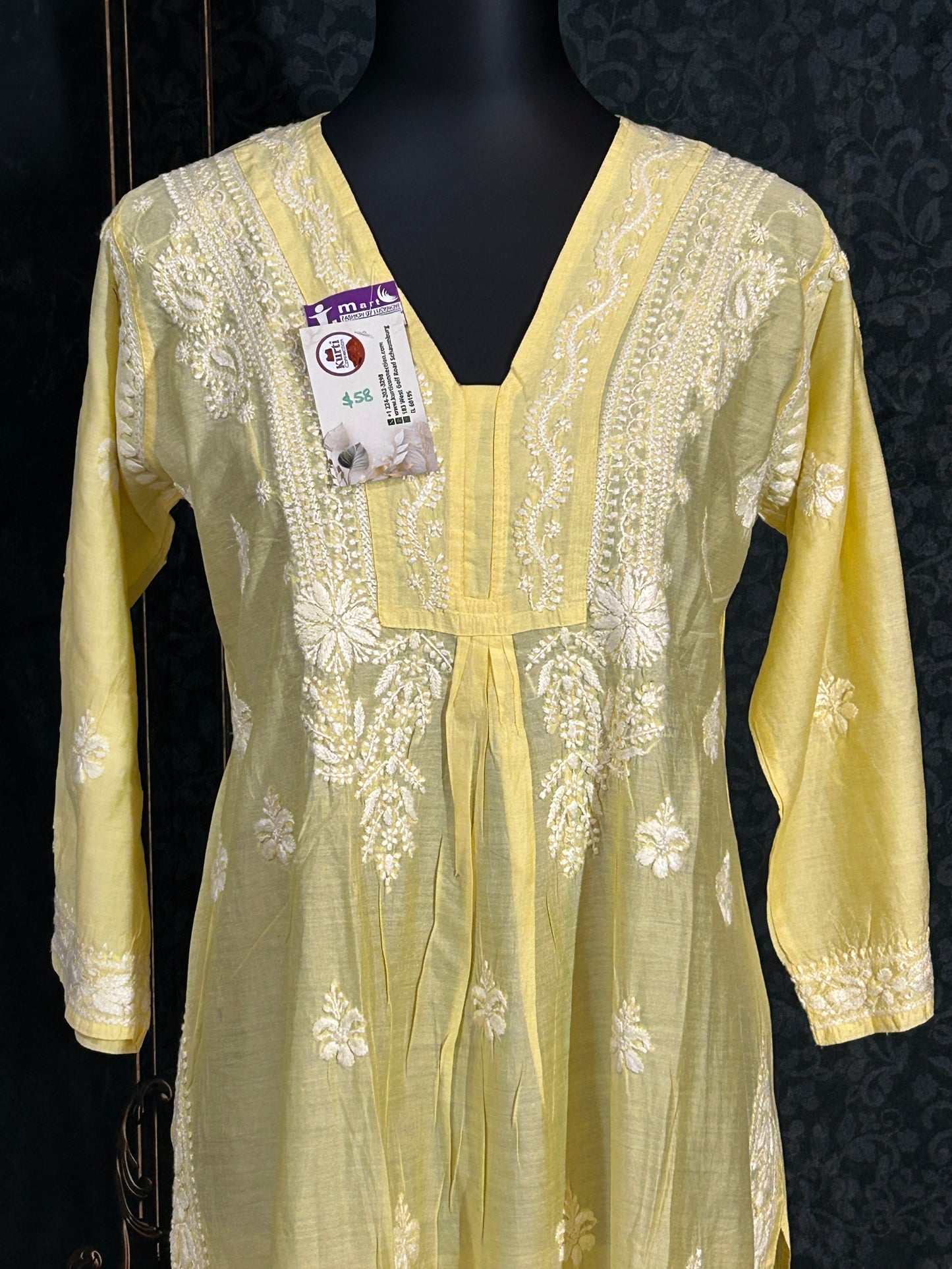 Modal silk chikankari kurti