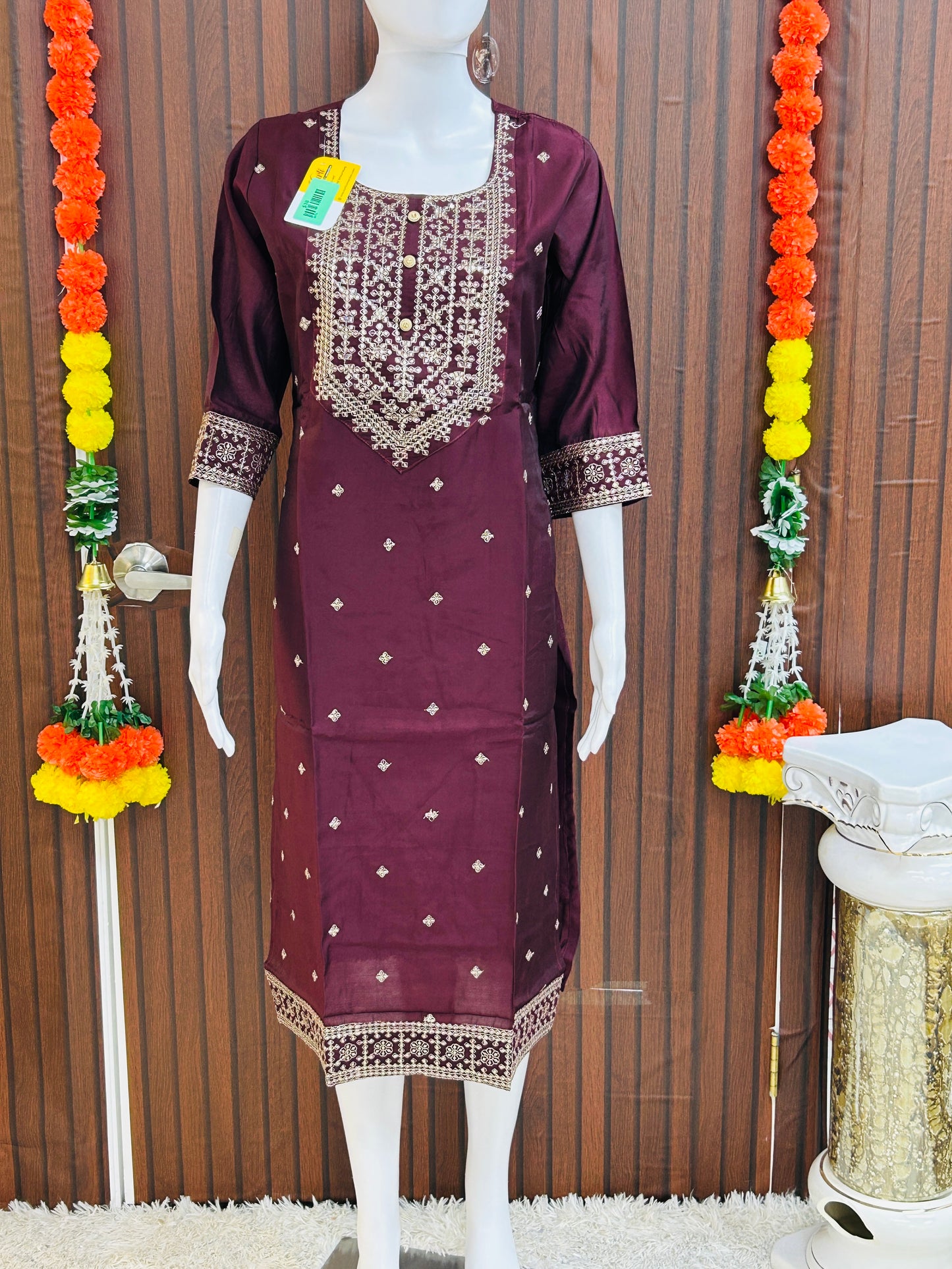 Silk kurti with heavy embroidery work