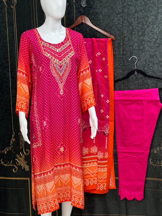 Modal Silk Bandhani Salwar suit